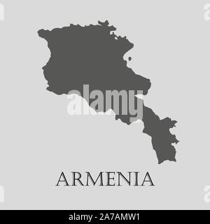 L'Arménie noir carte sur fond gris clair. Carte de l'Arménie noir - vector illustration. Illustration de Vecteur