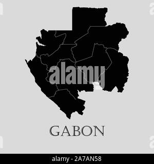 Carte du Gabon noir sur fond gris clair. Carte Gabon noir - vector illustration. Illustration de Vecteur