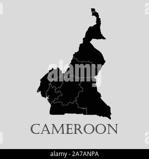 Carte Cameroun noir sur fond gris clair. Carte Cameroun noir - vector illustration. Illustration de Vecteur