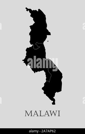 Carte Malawi noir sur fond gris clair. Carte Malawi noir - vector illustration. Illustration de Vecteur