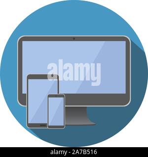 Téléphone mobile, ordinateur, écran de l'ordinateur tablette Icône Télévision Vector Illustration Illustration de Vecteur