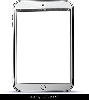 Ordinateur tablette blanc Hand Drawn Vector Illustration. Illustration de Vecteur