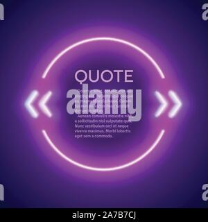 Lumineux néon rétro guillemets frame Illustration de Vecteur