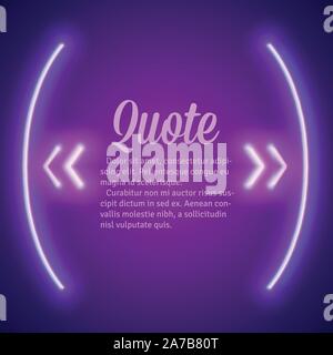 Lumineux néon rétro guillemets frame Illustration de Vecteur
