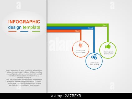 Infographie modèle à utiliser pour illustrer un workflow, diagramme, des processus d'affaires, des stratégies et des paramètres de planification. Illustration de Vecteur