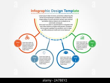 Infographie modèle à utiliser pour illustrer un workflow, diagramme, des processus d'affaires, des stratégies et des paramètres de planification. Illustration de Vecteur