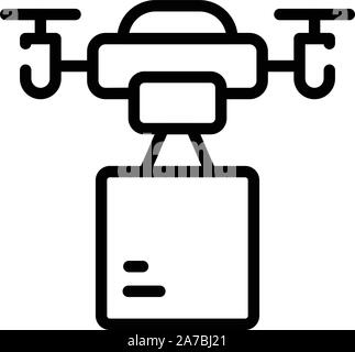 Commande à distance de livraison de drones, l'icône de style contour Illustration de Vecteur