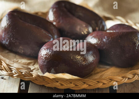 Le boudin noir de Bury. La nourriture régionale UK Banque D'Images