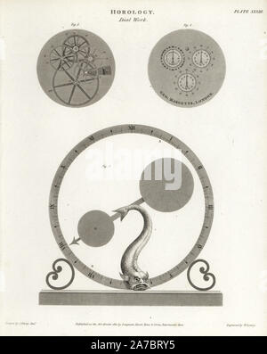 Composez le travail d'un réveil. La gravure sur cuivre par Wilson Lowry D'après un dessin de J. Farey Jr. d'Abraham Rees' Cyclopedia ou Dictionnaire Universel des Sciences, des arts et de la littérature, Longman, Hurst, Rees, Orme et Brown, Londres, 1820. Banque D'Images