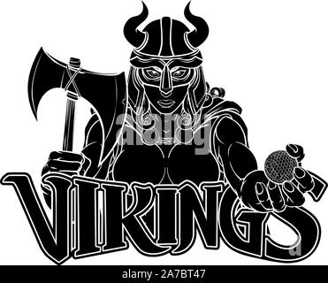 Femme Viking Warrior Woman Golf Gladiator Illustration de Vecteur