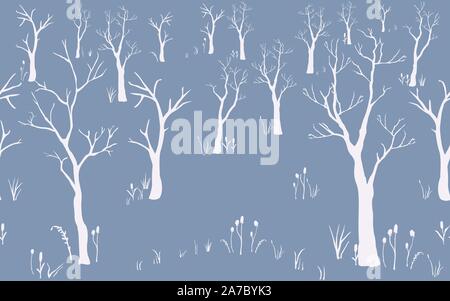 Silhouettes d'arbres sur l'arrière-plan subtil. Motif de l'arbre. Vector illustration Illustration de Vecteur