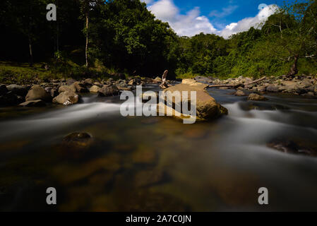 Dans Serinsim Kanarom Sorinsim (rivière), Kota Marudu, Sabah, Malaisie. Banque D'Images