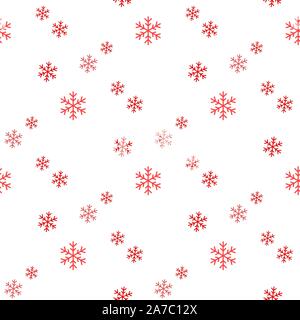 Motif de Noël un gros et petits flocons, rouge sur blanc Illustration de Vecteur