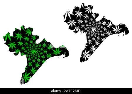 Province de Nam Dinh (République socialiste du Viêt Nam, Subdivisions du Vietnam) la carte est conçue de feuilles de cannabis vert et noir, Nam Dinh Tinh carte fait de ma Illustration de Vecteur