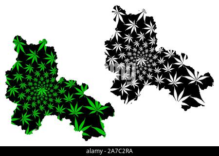 La province de Lang Son (République socialiste du Viêt Nam, Subdivisions du Vietnam) la carte est conçue de feuilles de cannabis vert et noir, Tinh Lang Son site faites de ma Illustration de Vecteur