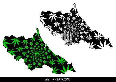 Province de Ha Tinh (République socialiste du Viêt Nam, Subdivisions du Vietnam) la carte est conçue de feuilles de cannabis vert et noir, Tinh Ha Tinh map faites de mari Illustration de Vecteur