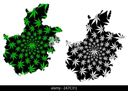 La Province de Hai Duong (République socialiste du Viêt Nam, Subdivisions du Vietnam) la carte est conçue de feuilles de cannabis vert et noir, Tinh carte de Hai Duong Illustration de Vecteur