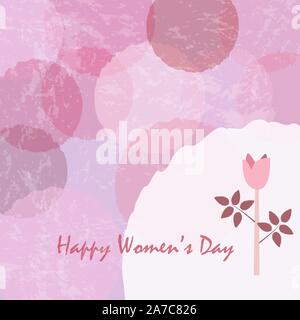 Bonne Journée de la femme carte de souhaits avec mignon rose. Carte de vœux. Vector Illustration. Illustration de Vecteur