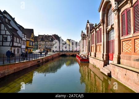 Colmar, France - le 23 mars 2019 : la petite Venise à Colmar. Banque D'Images