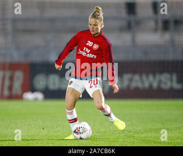 Manchester, Angleterre - 31 OCTOBRE : Leonie Maier d'Arsenal lors de la pré-match warm-up pendant l'Uefa Women's Champions League Tour de jambe 16 match 2 Banque D'Images