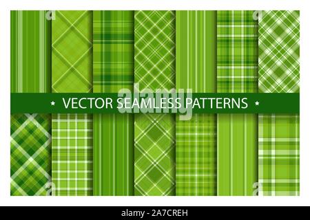 Motif Tartan plaid seamless vector set. Fond texture tissu géométrique. Vérifier moderne fashion modèle pour l'impression textile, papier d'emballage, don c Illustration de Vecteur