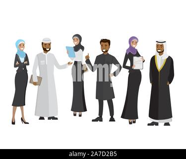 L'équipe commerciale arabe,caricature les gens d'affaires isolé sur fond blanc,vector illustration Illustration de Vecteur