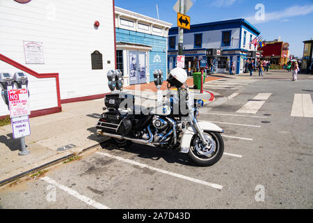 SFPD Harley Davidson Road King Police motorcycle, stationné à San Francisco, Californie, États-Unis d'Amérique Banque D'Images