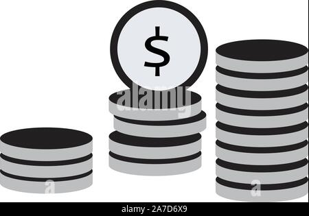 L'icône des pièces de monnaie sur fond blanc. icône de votre web site design, logo, l'app, l'assurance-chômage. télévision style. Illustration de Vecteur