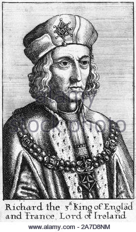 Portrait de Richard III, 1452 - 1485, a été roi d'Angleterre et Seigneur d'Irlande à partir de 1483 jusqu'à sa mort, par une gravure graveur Wenceslaus Hollar Bohème à partir de 1600 Banque D'Images