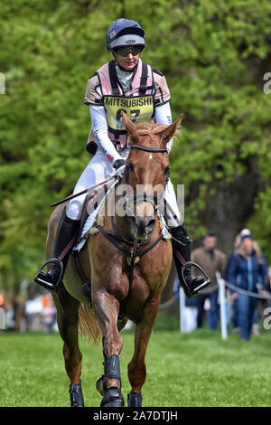 Badminton Horse Trials 5 mai 2019 Gloucester UK Georgie Spence équitation HALLTOWN HARLEY représentant la Grande Bretagne dans le cross-country Banque D'Images