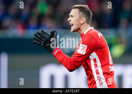 Berlin, Allemagne. 06Th Nov, 2019. Soccer : Bundesliga, TSG 1899 Hoffenheim - SC Paderborn 07, 10e journée, dans le PreZero Arena. Gardien de Paderborn Zingerle Léopold donne des instructions. Credit : Uwe Anspach/DPA - NOTE IMPORTANTE : en conformité avec les exigences de la DFL Deutsche Fußball Liga ou la DFB Deutscher Fußball-Bund, il est interdit d'utiliser ou avoir utilisé des photographies prises dans le stade et/ou la correspondance dans la séquence sous forme d'images et/ou vidéo-comme des séquences de photos./dpa/Alamy Live News Banque D'Images