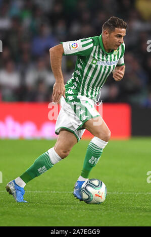 Séville, 30-10-2019. Primera Division Ligue espagnole. LaLiga. L'Estadio Benito Villamarin. Joaquín Sánchez (Real Betis) durant le jeu Real Betis - RC Celta. Banque D'Images