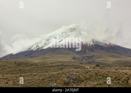 Volcan Cotopaxi dans les nuages, Cotopaxi, Equateur Parc Natioanal Banque D'Images