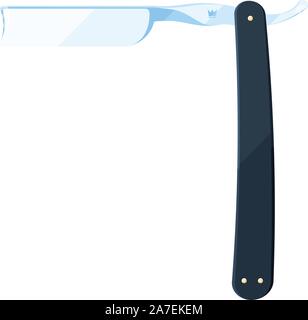 Rasoir à lame droite ou rasoir, hipster style vintage icône plate Illustration de Vecteur