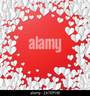 Carte de Saint Valentin avec des coeurs en papier couper Illustration de Vecteur