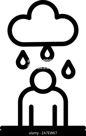 L'homme sous la pluie, l'icône de style contour Illustration de Vecteur
