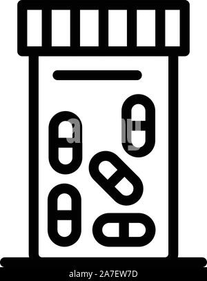 Pot de pilules, l'icône de style contour Illustration de Vecteur