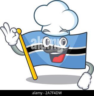 Botswana drapeau Happy chef cartoon character with white hat Illustration de Vecteur
