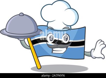 Botswana drapeau comme un chef avec l'alimentation design dessin animé Illustration de Vecteur