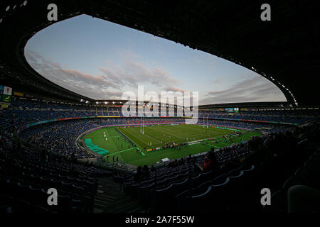 Yokohama, Japon. 2e Nov 2019. Vue générale du terrain avant le match final de la Coupe du Monde de Rugby entre l'Angleterre et l'Afrique à l'International Stadium Yokohama, Japon, le 2 novembre 2019. FLORENCIA TAN JUN/ESPA : Crédit photographique/Agence européenne du sport Alamy Live News Banque D'Images