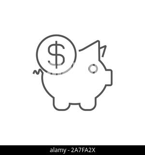Tirelire. L'argent de la banque d'épargne de l'argent,. Vector illustration. L'icône de la ligne du vecteur. EPS 10 Illustration de Vecteur