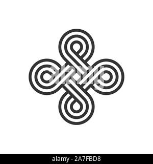 Boucle sans signe. Interverrouillage Celtic knot. Boucle sans fin. Ornement ancien strip. La ligne de l'éternité. Des formes circulaires interconnectées. Vector illustration Illustration de Vecteur