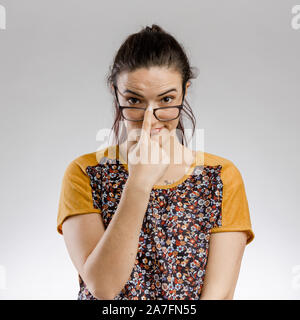 Portrait of a cute woman with eyeglasses Banque D'Images