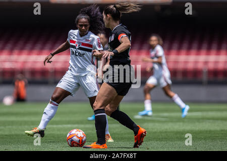 Sao Paulo, Brésil. 09Th Nov 2019. - São Paulo et Corinthiens jouer le premier match de la Sao Paulo 2019 finales du championnat des femmes. Surnommé le majestueux final, les deux équipes se rencontrent pour la première fois à l'Morumbadium. Le match de sme a lieu le matin du samedi, Novembre 02, 2019. Stade Morumbi, Sao Paulo. (Photo : Van Campos/Fotoarena) Crédit : Foto Arena LTDA/Alamy Live News Banque D'Images