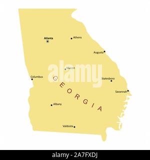 Carte de villes de l'état de la Géorgie Illustration de Vecteur