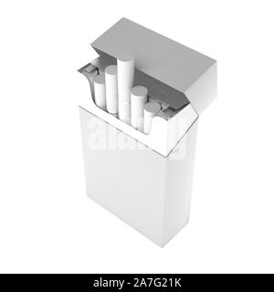 White paquet de cigarettes. Avec filtre blanc. Le rendu 3d illustration isolé sur fond blanc Banque D'Images