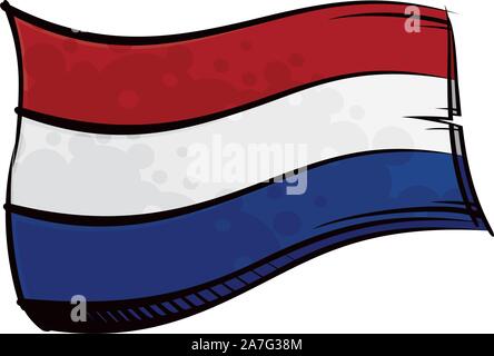 Pays-bas peint drapeaux dans le vent Illustration de Vecteur