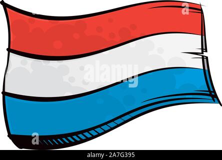De brandir le drapeau du Luxembourg peinte dans le vent Illustration de Vecteur
