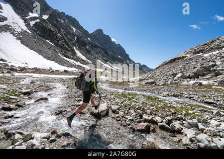 La randonnée sur la Haute Route de Wind River, Wyoming, USA Banque D'Images