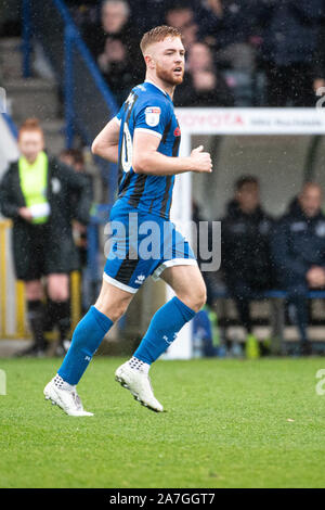 Rochdale, UK. 2e Nov, 2019. La Rochdale Callum Camps après marquant son but durant le match de Ligue 1 pari du ciel entre Bristol Rovers et Rochdale Spotland Rochdale au stade, le samedi 2 novembre 2019. (Crédit : Ian Charles | MI News) photographie peut uniquement être utilisé pour les journaux et/ou magazines fins éditoriales, licence requise pour l'usage commercial Crédit : MI News & Sport /Alamy Live News Banque D'Images